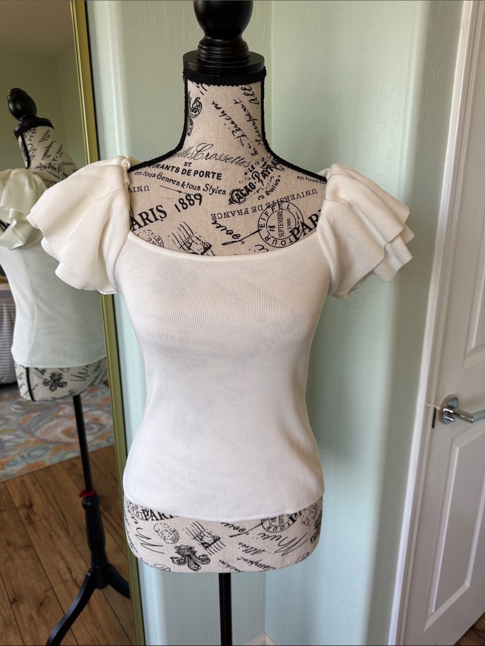 Timing Off White  Puff Sleeve Blouse (wear on or off shoulder)